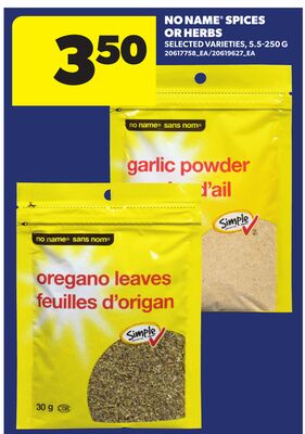NO NAME® SPICES OR HERBS, 5.5-250 G