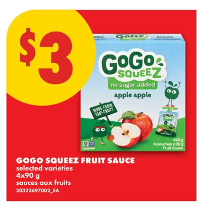 GOGO SQUEEZ FRUIT SAUCE, 4x90 g