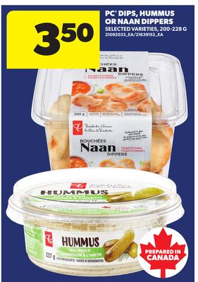 PC® DIPS, HUMMUS OR NAAN DIPPERS, 200-228 G