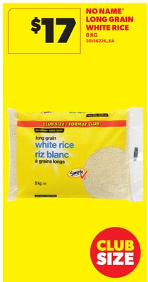 NO NAME® LONG GRAIN WHITE RICE, 8 KG
