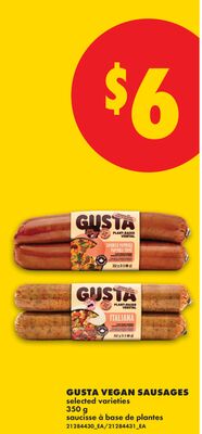 GUSTA VEGAN SAUSAGES, 350 G