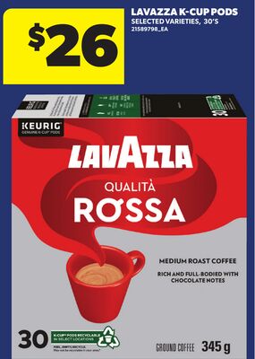 LAVAZZA K-CUP PODS, 30'S