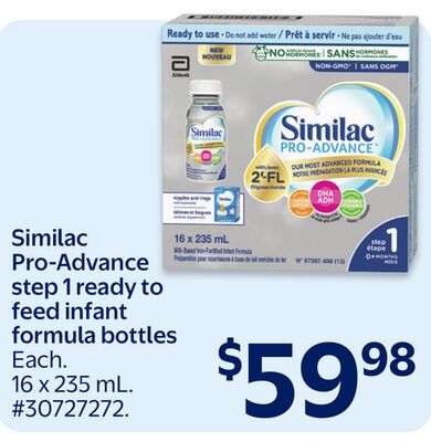 Similac Pro-Advance step 1 ready to feed infant formula bottles