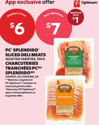PC® SPLENDIDO® SLICED DELI MEATS, 100 G