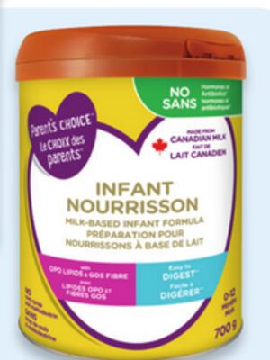 Parent's Choice milk-based 700 g or Gentle+ iron-fortified 629 g infant formula