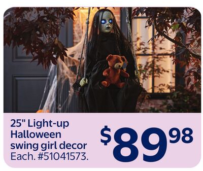 25" Light-up Halloween swing girl decor