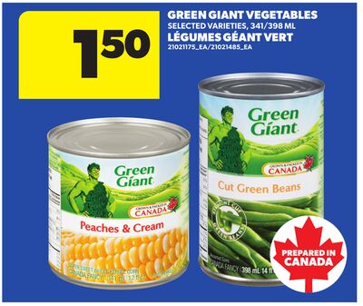 GREEN GIANT VEGETABLES, 341/398 ML