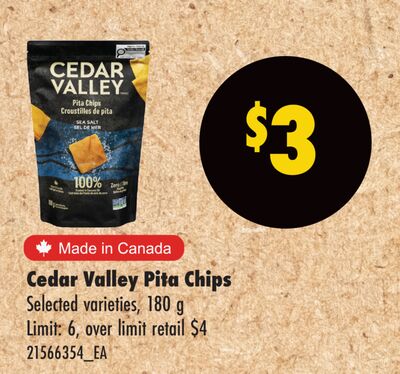 CEDAR VALLEY PITA CHIPS, 180 G