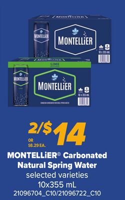 MONTELLIER® CARBONATED NATURAL SPRING WATER, 10X355 ML