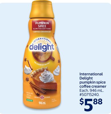 International Delight pumpkin spice coffee creamer