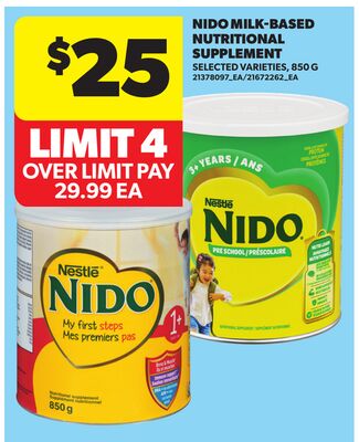 NIDO MILK-BASED NUTRITIONAL SUPPLEMENT, 850 G