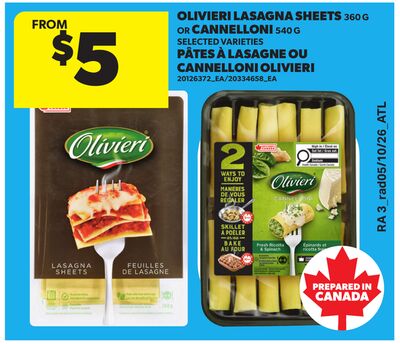 OLIVIERI LASAGNA SHEETS, 360 G OR CANNELLONI, 540 G