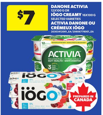 DANONE ACTIVIA, 12X100 G OR IÖGO CREAMY, 16X100 G