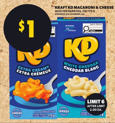 KRAFT KD MACARONI & CHEESE, 156/175 G