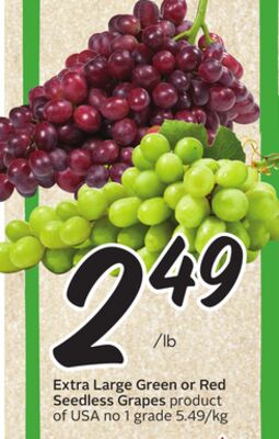Extra Large Green or Red Seedless Grapes