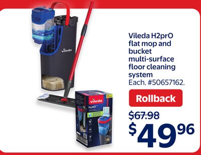 Vileda H2prO flat mop and bucket multi-surface floor cleaning system