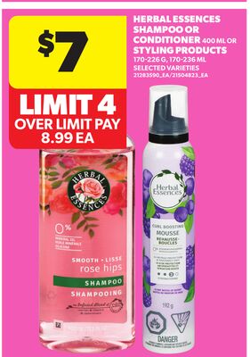 HERBAL ESSENCES SHAMPOO OR CONDITIONER 400 ML OR STYLING PRODUCTS 170-226 G, 170-236 ML