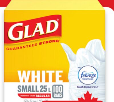 Glad white kitchen garbage bags