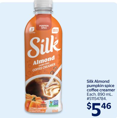 Silk Almond pumpkin spice coffee creamer