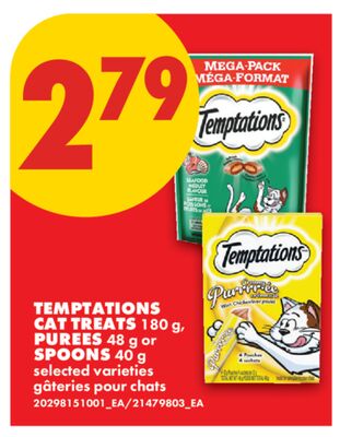TEMPTATIONS CAT TREATS, 180 G, PUREES, 48 G OR SPOONS, 40 G