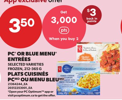 PC® OR BLUE MENU® ENTRÉES, 212-365 G