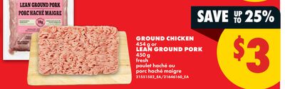 GROUND CHICKEN, 454 G OR LEAN GROUND PORK, 450 G