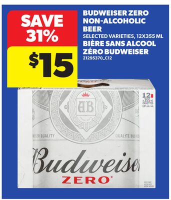 BIERE SANS ALCOOL ZÉRO BUDWEISER, 12X355 ML