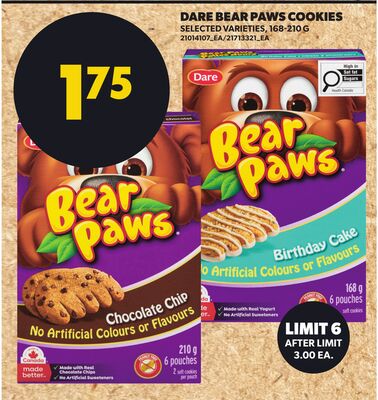 DARE BEAR PAWS COOKIES, 168-210 G