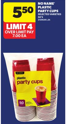 NO NAME® PLASTIC PARTY CUPS, 50'S