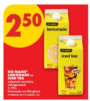 NO NAME® LEMONADE OR ICED TEA, 1.75 L
