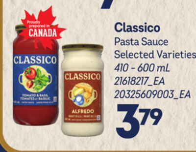 CLASSICO PASTA SAUCE, 410 - 600 ML
