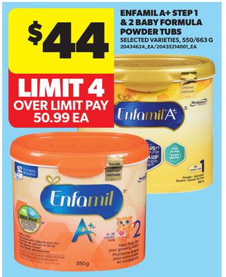 ENFAMIL A+ STEP 1 & 2 BABY FORMULA POWDER TUBS, 550/663 G