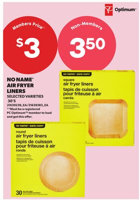 NO NAME® AIR FRYER LINERS, 30'S