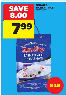 QUALITY BASMATI RICE, 8 LB