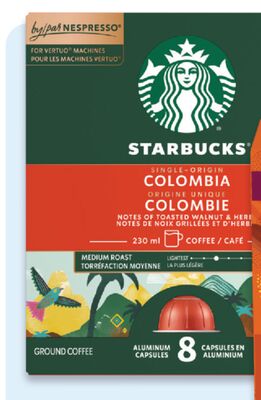 Starbucks Nespresso Vertuo pumpkin spice or Colombia coffee pods