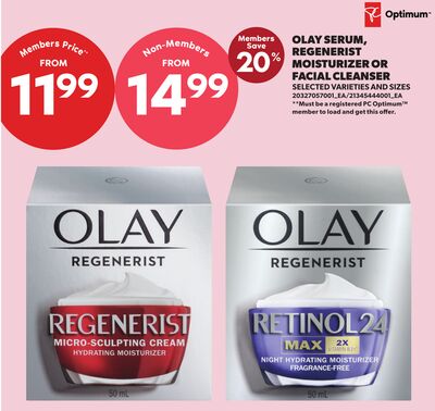 OLAY SERUM, REGENERIST MOISTURIZER OR FACIAL CLEANSER