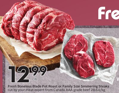 Fresh Boneless Blade Pot Roast or Family Size Simmering Steaks