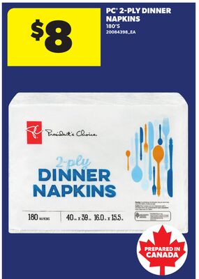 PC® 2-PLY DINNER NAPKINS, 180'S