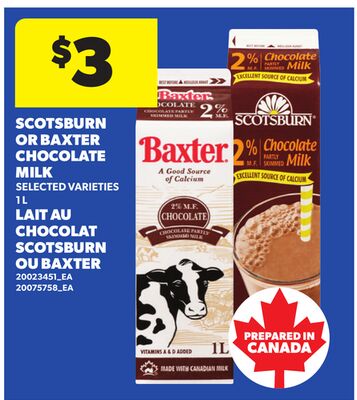 SCOTSBURN OR BAXTER CHOCOLATE MILK, 1 L