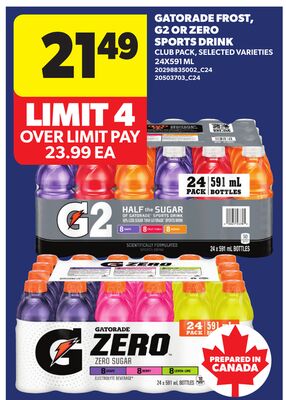 GATORADE FROST, G2 OR ZERO SPORTS DRINK SPORTS DRINK, 24X591 ML