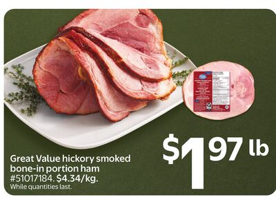 Great Value hickory smoked bone-in portion ham