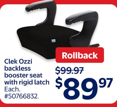 Clek Ozzi backless booster seat with rigid latch