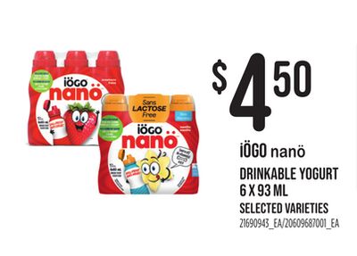 IÖGO NANÖ DRINKABLE YOGURT, 6 X 93 ML
