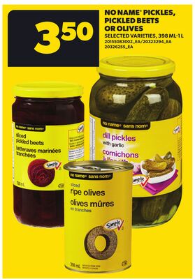 NO NAME® PICKLES, PICKLED BEETS OR OLIVES, 398 ML-1 L