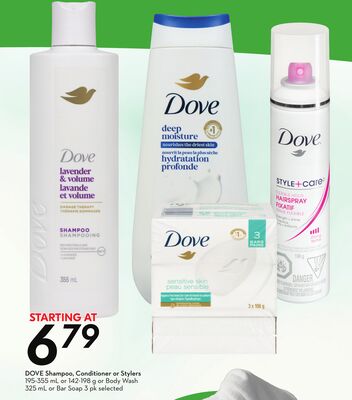 DOVE Shampoo, Conditioner or Stylist Bar Soap