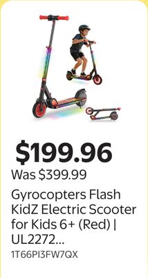 Gyrocopters Flash KidZ Electric Scooter for Kids 6+ (Red) | UL2272 Certified | Dual Electric + Foot Brake | 6.5" Solid Tires | Up to 11 km Range | Lightweight & Foldable | 3 Speed Modes