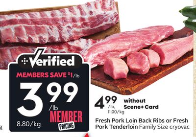 Fresh Pork Loin Back Ribs or Fresh Pork Tenderloin
