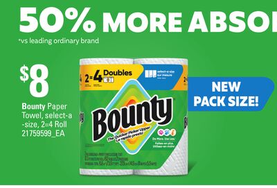 BOUNTY PAPER TOWEL, 2-4 Roll