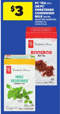 PC® TEA, 20'S OR PC® SWEETENED CONDENSED MILK, 300 ML