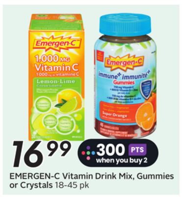 EMERGEN-C Vitamin Drink Mix, Gummies or Crystals